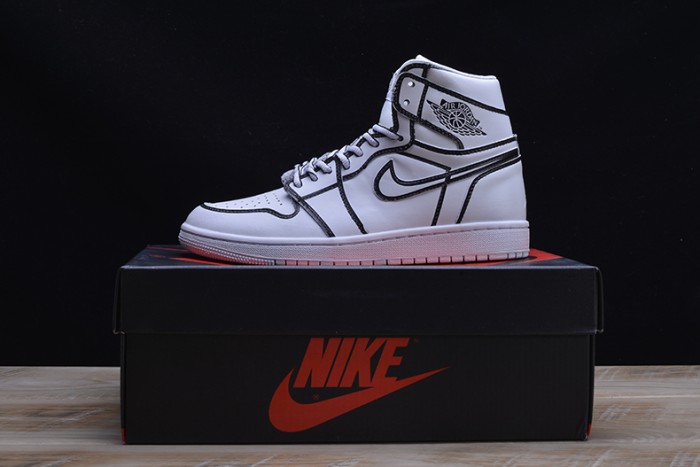 air jordan 1 retro “comic 3d pencil” white hand-painted mens aa4724-110