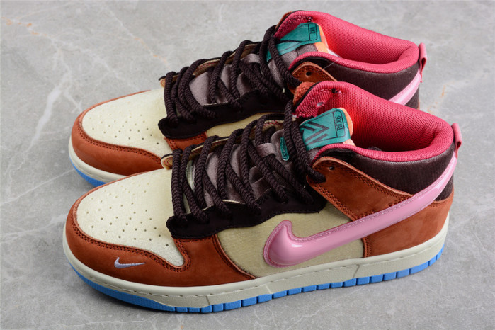 nike dunk mid social status free lunch chocolate milk dj1173-700