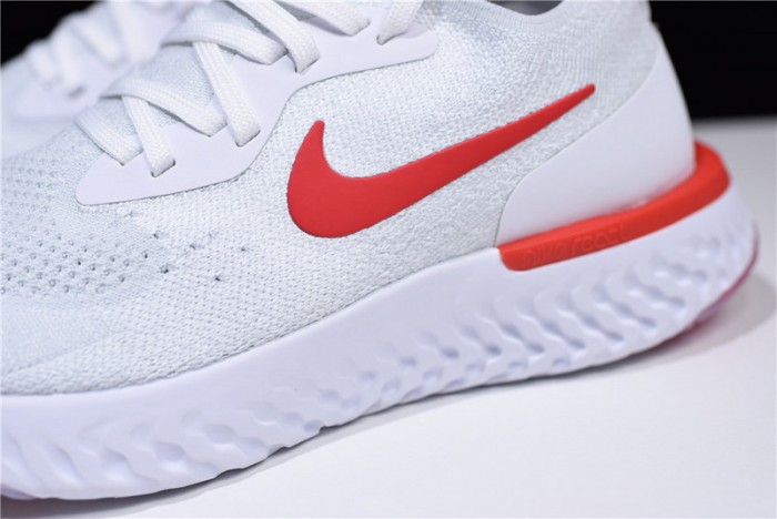 nike epic react flyknit white red aq0067 800