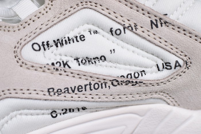 ow x nike m2k tekno white, black & team orange a03108 058