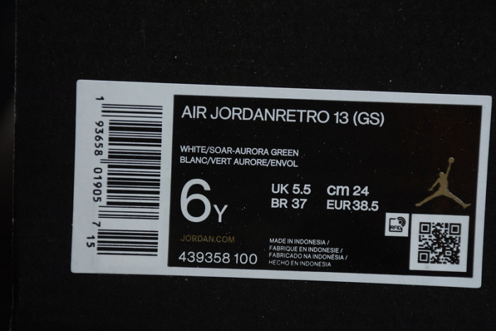 air jordan 13 retro white soar green pink (gs) 439358-100